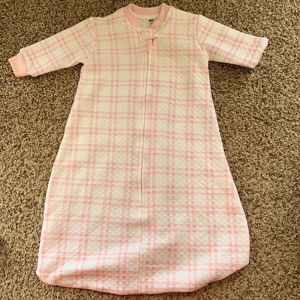 HB sleep sack plaid with pink and white 0-6 months
